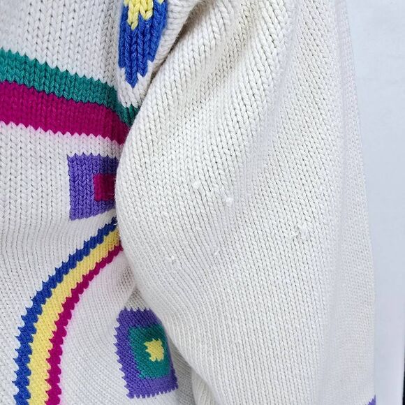 Vintage 80's Women's Crewneck Abstract Pullover Sweater S - Picture 5 of 8